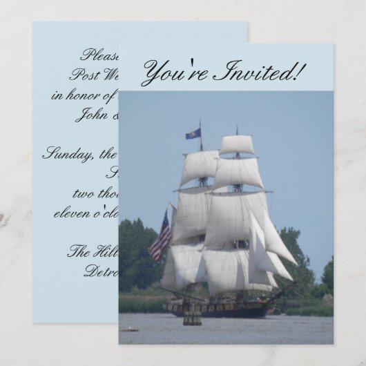 Nautical Boat Invitation Card Kaart (Voorkant / Achterkant)