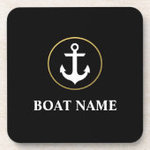 Nautical boat Name Anchor Black Gold Bier Onderzetter (Voorkant)