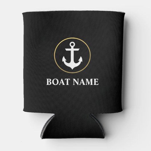 Nautical boat Name Anchor Black Gold Blikjeskoeler (Voorkant)