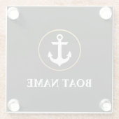 Nautical boat Name Anchor Black Gold Glazen Onderzetter (Achterkant)