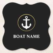 Nautical boat Name Anchor Black Gold Kartonnen Onderzetters (Voorkant)