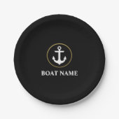 Nautical boat Name Anchor Black Gold Papieren Bordje (Voorkant)