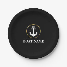 Nautical boat Name Anchor Black Gold Papieren Bordje