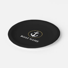 Nautical boat Name Anchor Black Gold Papieren Bordje