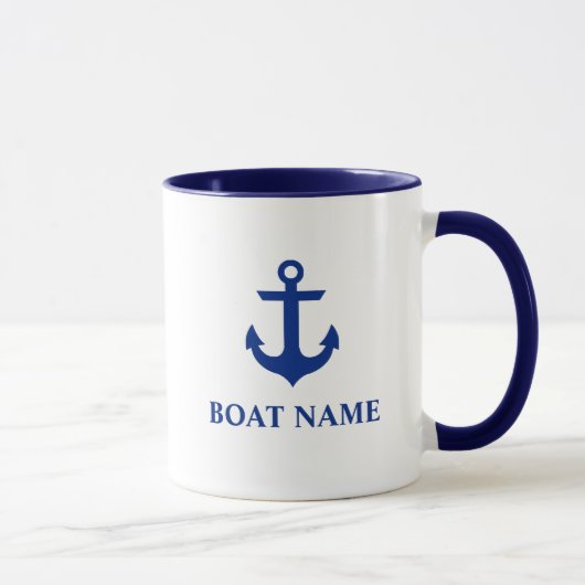 Nautical Boat Name Anchor Blue and White Mok (Rechts)
