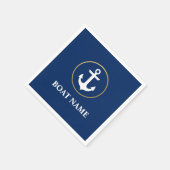 Nautical boat Name Anchor Blue Gold Cocktail Servet (Hoek)