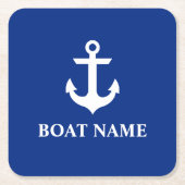 Nautical Boat Name Anchor Blue Kartonnen Onderzetters (Voorkant)