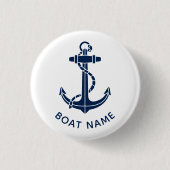 Nautical Boat Name Anchor Cruise Trip Custom Ronde Button 3,2 Cm (Voorkant)