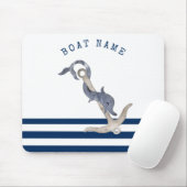 Nautical Boat Name,Anchor Dolphin Navy Blue Muismat (Met muis)