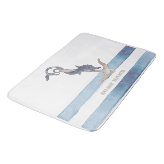 Nautical Boat Name,Anchor Dolphin Stripes Badmat (Gekanteld)