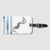 Nautical Boat Name,Anchor Dolphin Stripes Bagagelabel (Voorkant (horizontaal))