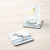 Nautical Boat Name,Anchor Dolphin Stripes Bier Onderzetter (Rechterzijde)