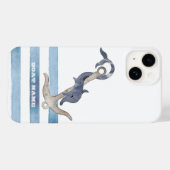 Nautical Boat Name,Anchor Dolphin Stripes Case-Mate iPhone Case (Achterkant (horizontaal))
