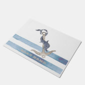 Nautical Boat Name,Anchor Dolphin Stripes Deurmat (Schuin)