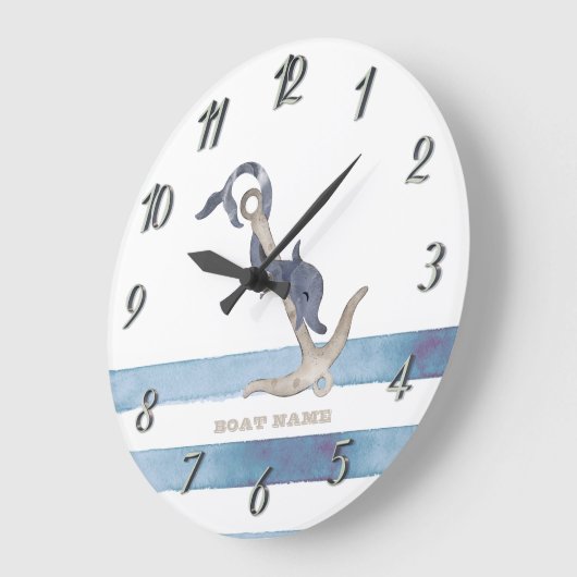 Nautical Boat Name,Anchor Dolphin Stripes Grote Klok (Hoek)