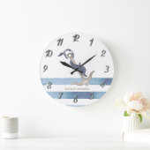 Nautical Boat Name,Anchor Dolphin Stripes Grote Klok (Huis)