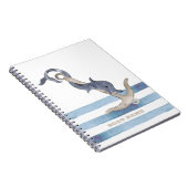 Nautical Boat Name,Anchor Dolphin Stripes Notitieboek (Rechterzijde)