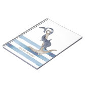 Nautical Boat Name,Anchor Dolphin Stripes Notitieboek (Linkerzijde)