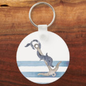 Nautical Boat Name,Anchor Dolphin Stripes Sleutelhanger (Achterkant)