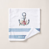 Nautical Boat Name,Anchor Flowers Bad Handdoek (Wasdoekje)