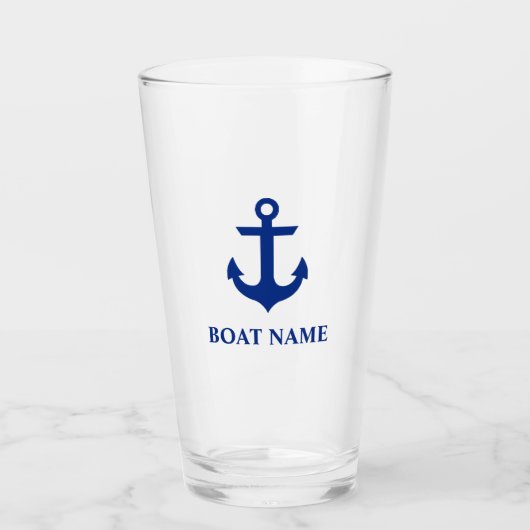 Nautical Boat Name Anchor Glas (Voorkant)