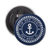 Nautical Boat Name Anchor Logo Button Flesopener (Voorkant)