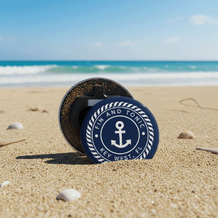 Nautical Boat Name Anchor Logo Button Flesopener