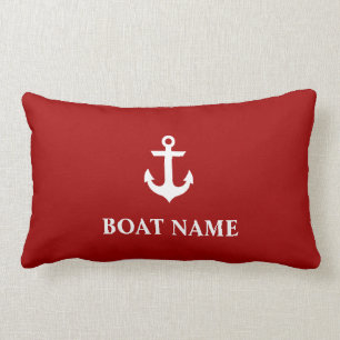 Nautical Boat Name Anchor Lumbar Pillow Red Kussen