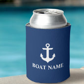 Nautical Boat Name Anchor Navy Blue Blikjeskoeler