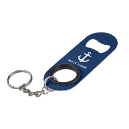 Nautical Boat Name Anchor Navy Blue Mini Flessenopener