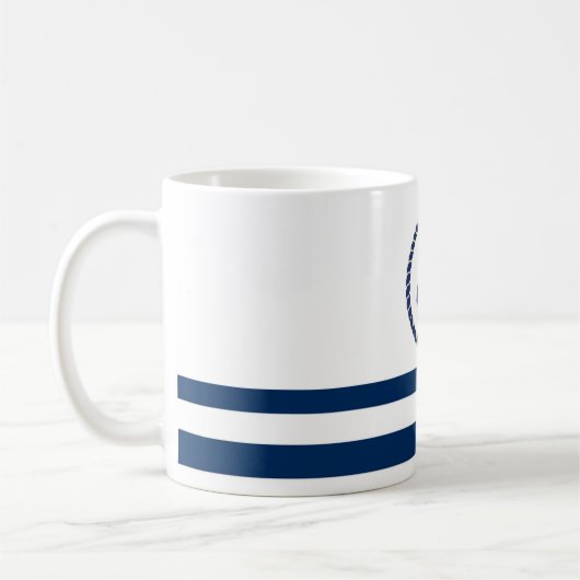 Nautical Boat Name,Anchor Navy Blue Striped Koffiemok (Links)