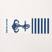 Nautical Boat Name,Anchor Navy Blue Striped Yogamat (Achterkant (horizontaal))