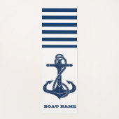 Nautical Boat Name,Anchor Navy Blue Striped Yogamat (Voorkant)