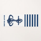 Nautical Boat Name,Anchor Navy Blue Striped Yogamat (Voorkant (horizontaal))