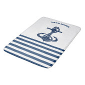 Nautical Boat Name,Anchor Navy Blue Stripes Badmat (Gekanteld)