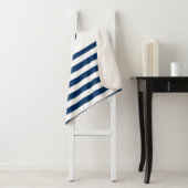 Nautical Boat Name,Anchor Navy Blue Stripes Sherpa Deken (In situ)