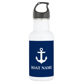 Nautical Boat Name Anchor Navy Blue Waterfles