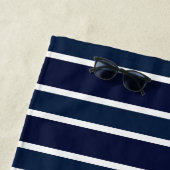 Nautical Boat Name Anchor Navy Blue Welkom Strandlaken (In situ)