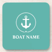 Nautical Boat Name Anchor Rope Bier Onderzetter (Voorkant)