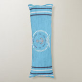 Nautical Boat Name Anchor Rope Blauwgroen Blue Wel Lichaamskussen (Voorkant Verticaal)