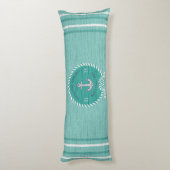 Nautical Boat Name Anchor Rope Blauwgroen Blue Wel Lichaamskussen (Achterkant (Verticaal))