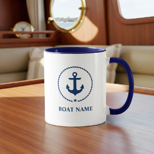 Nautical Boat Name Anchor Rope Blue Mok