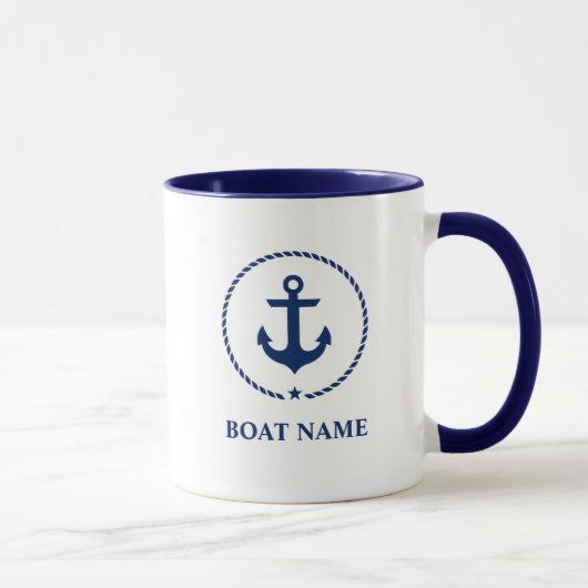 Nautical Boat Name Anchor Rope Blue Mok (Rechts)