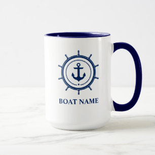 Nautical boat Name Anchor Rope Helm Blue Mok