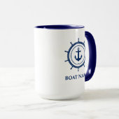 Nautical boat Name Anchor Rope Helm Blue Mok (Voorkant rechts)