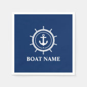Nautical boat Name Anchor Rope Helm Blue Servet (Voorkant)