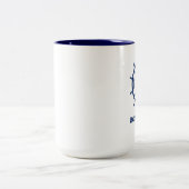 Nautical boat Name Anchor Rope Helm Blue Tweekleurige Koffiemok (Center)