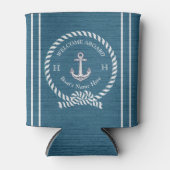 Nautical Boat Name Anchor Rope l Blue Welkom Blikjeskoeler (Voorkant)