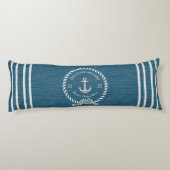 Nautical Boat Name Anchor Rope l Blue Welkom Lichaamskussen (Achterkant)