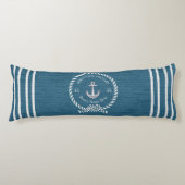 Nautical Boat Name Anchor Rope l Blue Welkom Lichaamskussen (Voorkant)